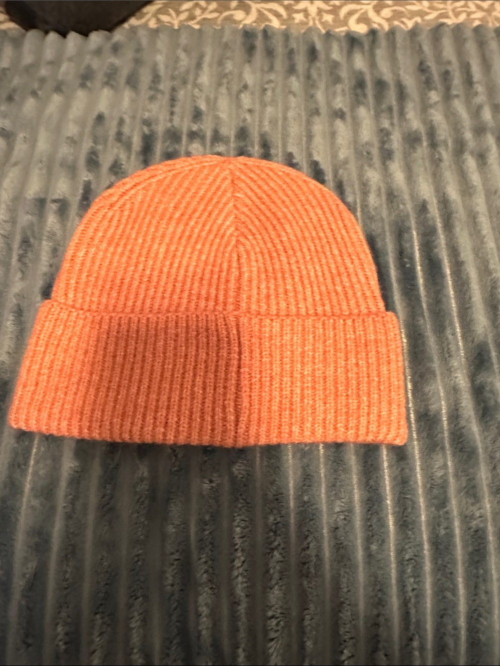 American Eagle Outfitters Coral-Orange Ribbed Knit Beanie